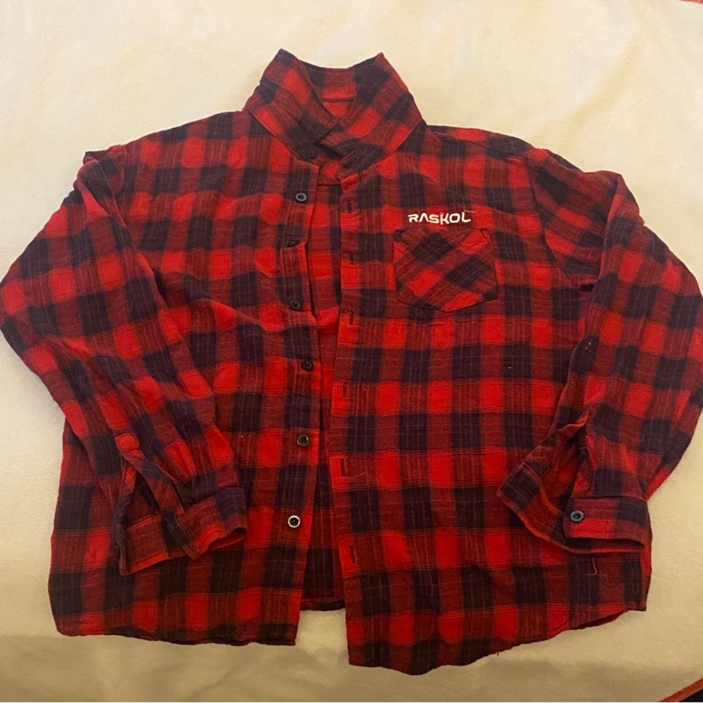 Men's Red Plaid Casual Button Down Shirt